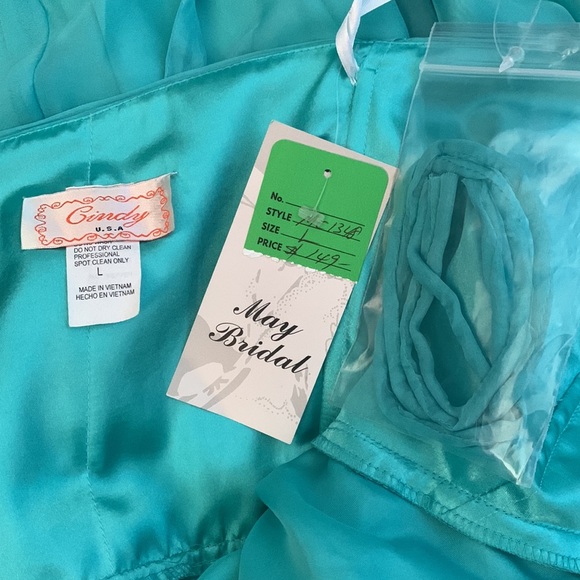 NWT Cindy Aqua Strapless Formal Prom Dress - Picture 4 of 6